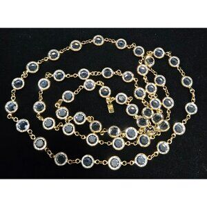 Swarovski Swan Clear Crystal Bezels Goldtone Necklace 36"